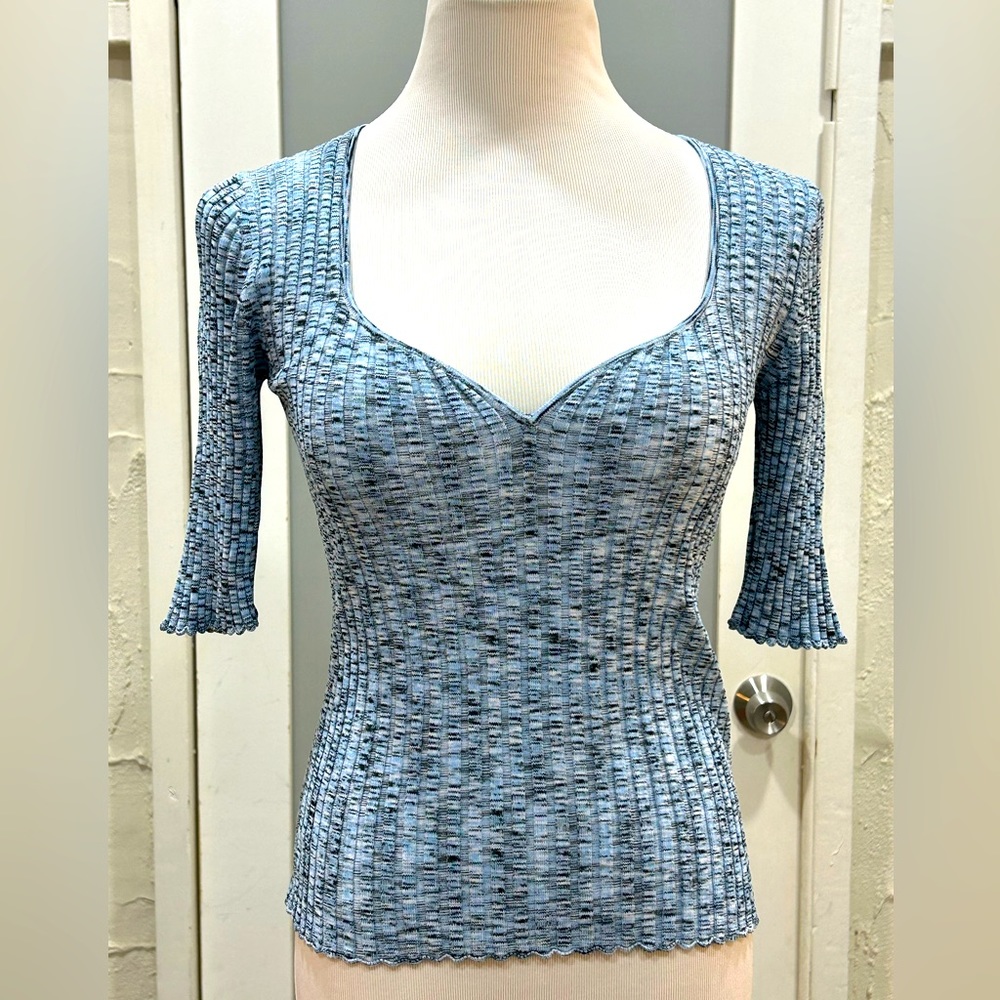 NWOT Veronica Beard Lipa S/S Pullover Sweater Size S MSRP $328 Blue Multi